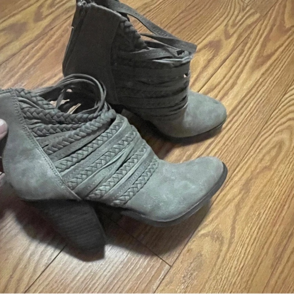 Fergalicious Braided Ankle Booties - Gray